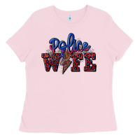 Bubblegum Pink police wife with lightning bolt Ladies Tee - CowGirlArtShop