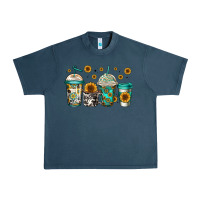 Midnight Navy sunflowers coffee cups Urban Heavy Tee - Jasminsmagicworld