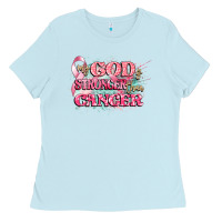 Baby Blue my god is stronger than cancer Ladies Tee - CowGirlArtShop