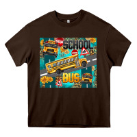 Chocolate Brown school bus Heavy Core Tee - texasbilliewilder