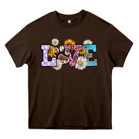 Chocolate Brown dog paw love Heavy Core Tee - RanaPortraitStore