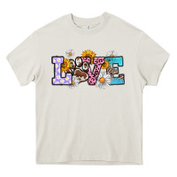 Cream dog paw love Heavy Core Tee - RanaPortraitStore