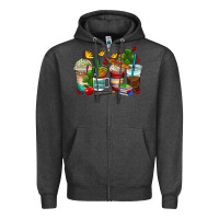 Charcoal Heather spanish teacher coffee cups Zipper Hoodie - AdoDesignShop