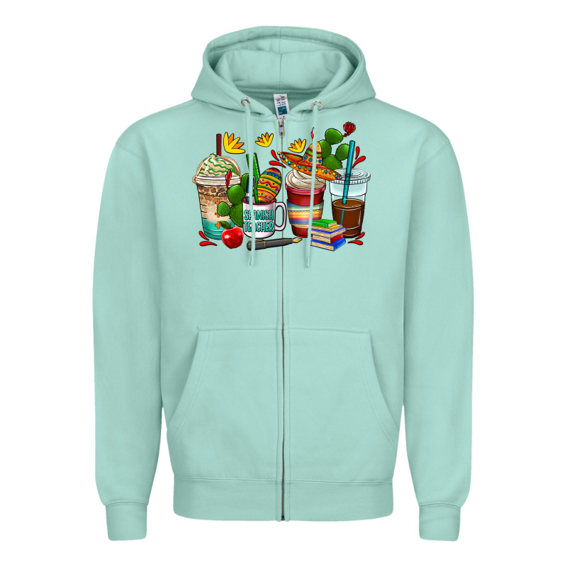Spanish Teacher Coffee Cups Zipper Hoodie by AdoDesignShop | Teevron