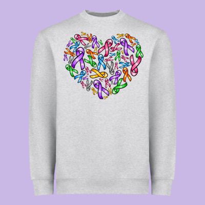 Cancer Ribbon Heart Heavyweight Sweatshirt Designed By Adodesignshop