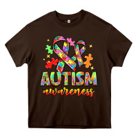 Chocolate Brown Autism Awareness Heavy Core Tee - NancyCooperArtShop