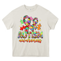 Cream Autism Awareness Heavy Core Tee - NancyCooperArtShop