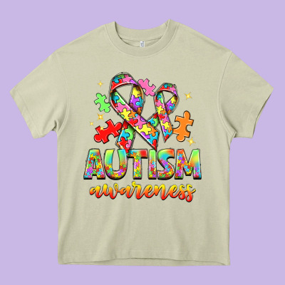Autism Awareness Heavy Core Tee Designed By Nancycooperartshop