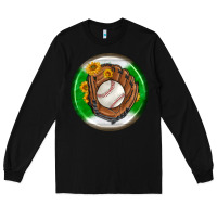 Black baseball with sunflower round earrings Long Sleeve Tee - BundleAndBundleShop