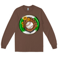 Chestnut baseball with sunflower round earrings Long Sleeve Tee - BundleAndBundleShop