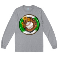 Heather Grey baseball with sunflower round earrings Long Sleeve Tee - BundleAndBundleShop