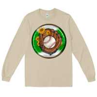 Mushroom baseball with sunflower round earrings Long Sleeve Tee - BundleAndBundleShop