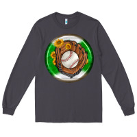 Baseball With Sunflower Round Earrings Long Sleeve Tee | Teevron