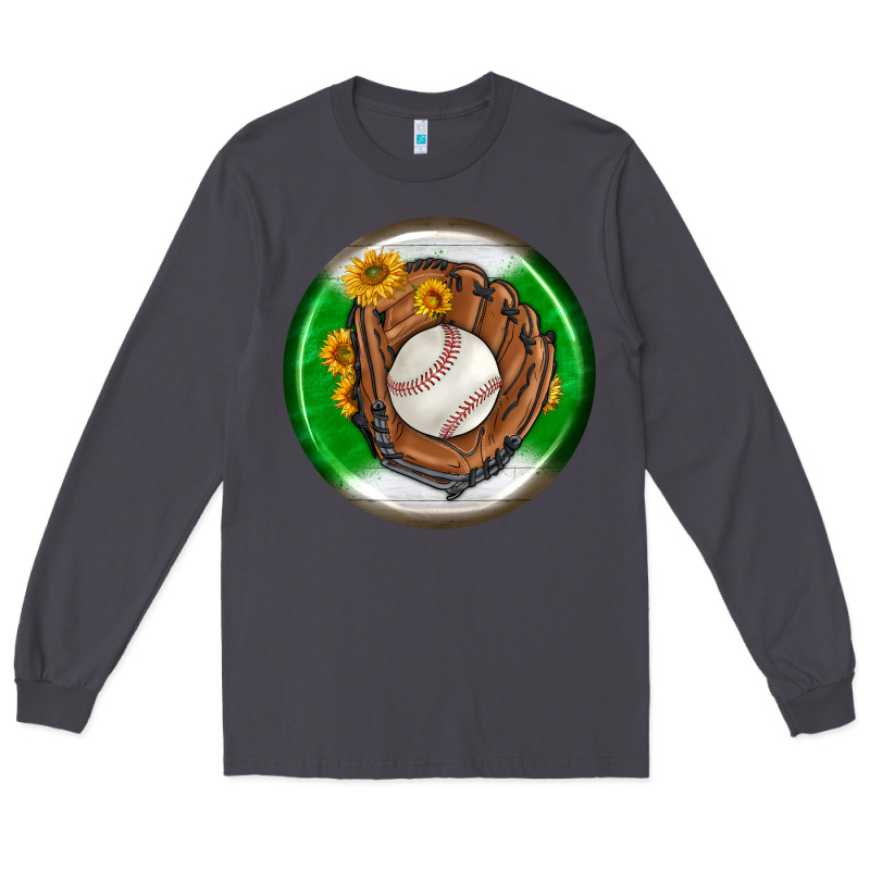 Baseball With Sunflower Round Earrings Long Sleeve Tee by BundleAndBundleShop | Teevron