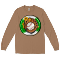 Toasted Coconut baseball with sunflower round earrings Long Sleeve Tee - BundleAndBundleShop