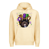 Pina Colada Mardi Gras Havanese Dog with Hat Premium Hoodie - RanaPortraitStore