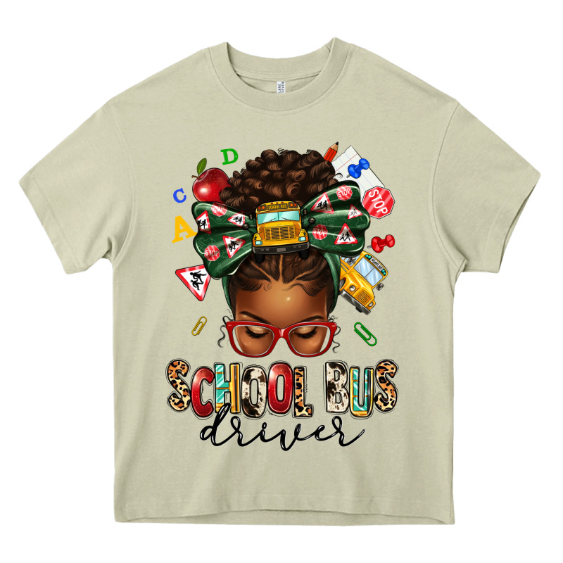 School Bus Driver Afro Messy Bun Heavy Core Tee by texasbilliewilder | Teevron