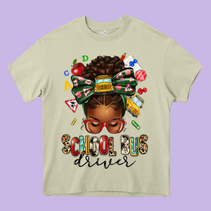 School Bus Driver Afro Messy Bun Heavy Core Tee Designed By Texasbilliewilder