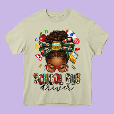 School Bus Driver Afro Messy Bun Heavy Core Tee Designed By Texasbilliewilder