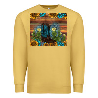 Antique Gold boot cactus sunflower gemstone Premium Sweatshirt - AdoDesignShop