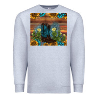 Heather Grey boot cactus sunflower gemstone Premium Sweatshirt - AdoDesignShop