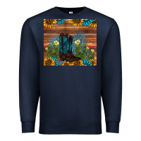 Navy boot cactus sunflower gemstone Premium Sweatshirt - AdoDesignShop