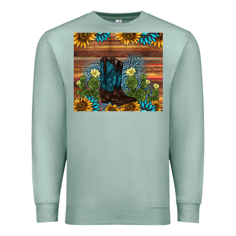 Boot Cactus Sunflower Gemstone Premium Sweatshirt by AdoDesignShop | Teevron