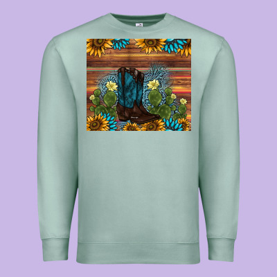 Boot Cactus Sunflower Gemstone Premium Sweatshirt Designed By Adodesignshop