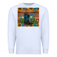 White boot cactus sunflower gemstone Premium Sweatshirt - AdoDesignShop
