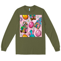 Army Green Easter Gnomies Seamless Pattern Long Sleeve Tee - BundleAndBundleShop