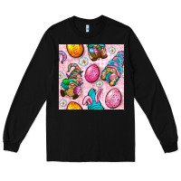 Black Easter Gnomies Seamless Pattern Long Sleeve Tee - BundleAndBundleShop