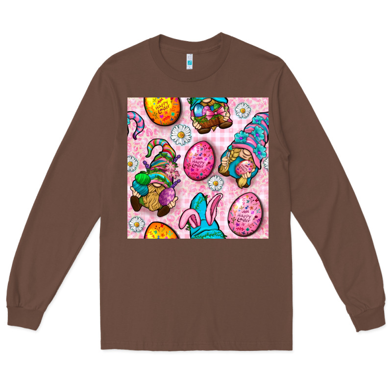 Easter Gnomies Seamless Pattern Long Sleeve Tee by BundleAndBundleShop | Teevron