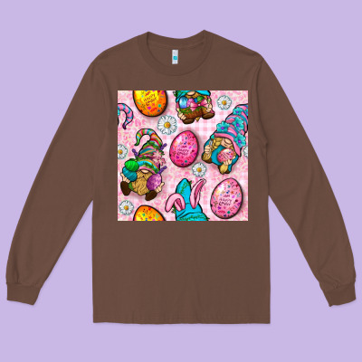 Easter Gnomies Seamless Pattern Long Sleeve Tee Designed By Bundleandbundleshop