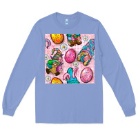 Colony Blue Easter Gnomies Seamless Pattern Long Sleeve Tee - BundleAndBundleShop