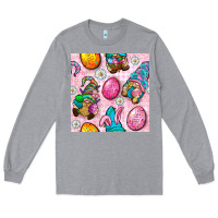 Heather Grey Easter Gnomies Seamless Pattern Long Sleeve Tee - BundleAndBundleShop