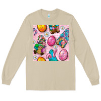 Mushroom Easter Gnomies Seamless Pattern Long Sleeve Tee - BundleAndBundleShop