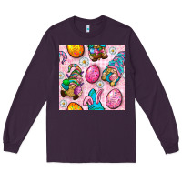 Plum Easter Gnomies Seamless Pattern Long Sleeve Tee - BundleAndBundleShop