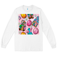 White Easter Gnomies Seamless Pattern Long Sleeve Tee - BundleAndBundleShop