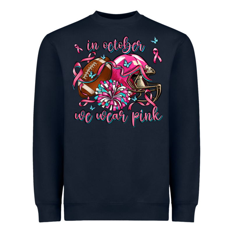 In October We Wear Pink Football Heavyweight Sweatshirt by AdoDesignShop | Teevron