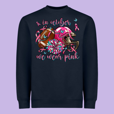 In October We Wear Pink Football Heavyweight Sweatshirt Designed By Adodesignshop