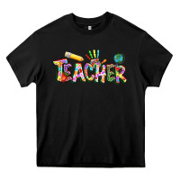 Black Autism Teacher Heavy Core Tee - NancyCooperArtShop