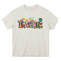 Cream Autism Teacher Heavy Core Tee - NancyCooperArtShop
