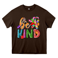 Chocolate Brown Autism be kind Heavy Core Tee - NancyCooperArtShop