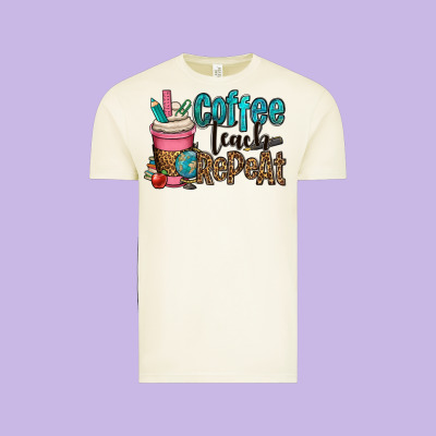 Coffee Teach Repeat Vintage Tee Designed By Oliviacreatesart