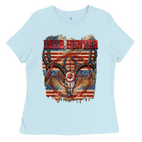 Baby Blue deer hunter Ladies Tee - CowGirlArtShop