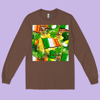 Ireland Flag With St. Patrick's Day  Digital Paper Long Sleeve Tee Designed By Bundleandbundleshop