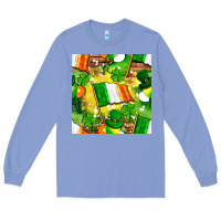 Colony Blue Ireland flag with St. Patrick's Day  digital paper Long Sleeve Tee - BundleAndBundleShop