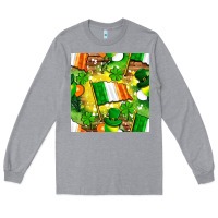 Heather Grey Ireland flag with St. Patrick's Day  digital paper Long Sleeve Tee - BundleAndBundleShop