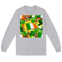 Moon Dust Ireland flag with St. Patrick's Day  digital paper Long Sleeve Tee - BundleAndBundleShop
