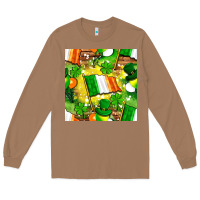 Toasted Coconut Ireland flag with St. Patrick's Day  digital paper Long Sleeve Tee - BundleAndBundleShop